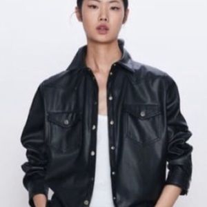 Zara Faux Leather Jean Style jacket NWT